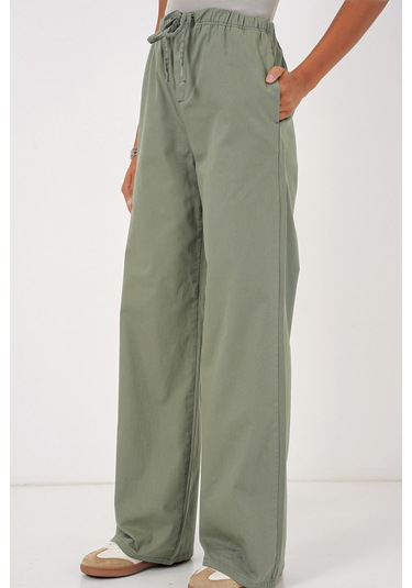 Bigdart 6690 Kadın Bol Paça Yüksek Bel Pantolon - Çağla