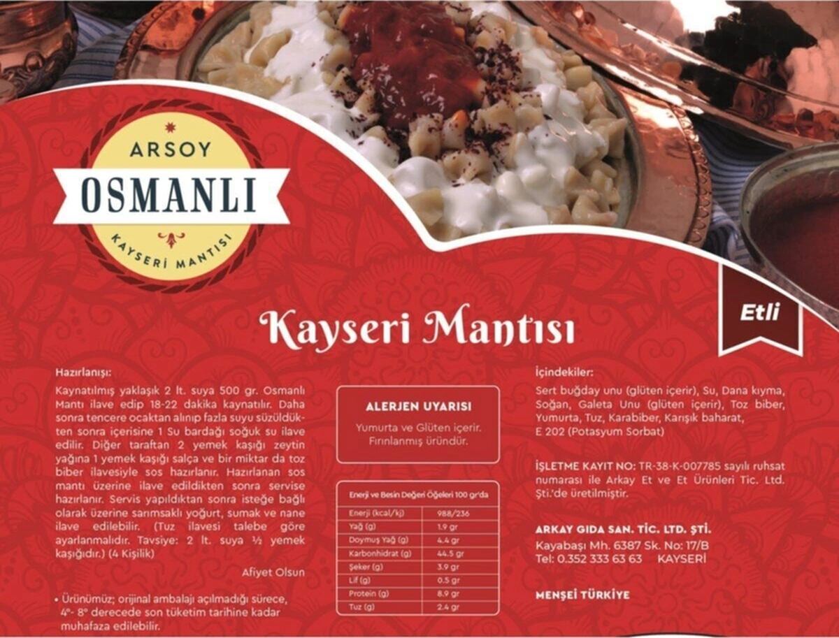 Vakumlu Kayseri Mantısı Gold El Yapımı 500 Gr