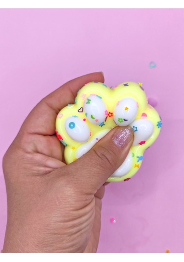 Pati Taba Squishy Kedi Pati Sıkma 7 Cm Pullu Pati Sukuşi - Sarı