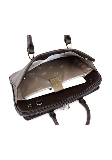 Kadın Kahverengi İpad Notebook 13 & 14 İnç Laptop Ve Evrak Çantas Kahverengi