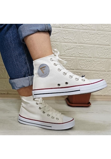 Fiyra 555 Beyaz Uzun Unisex Sneaker Keten Spor Ayakkabı 001