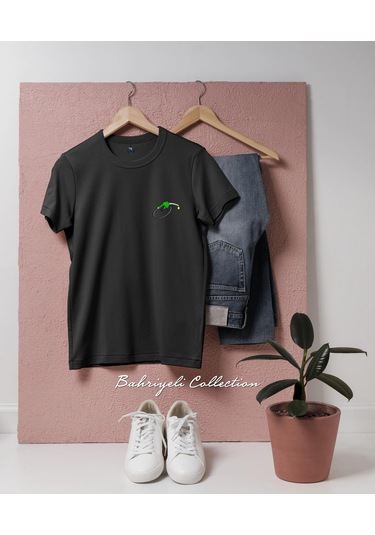 Oversize Injector Gasoline Nozzle Fue Cep Tasarımlı Unisex T-shirt Siyah