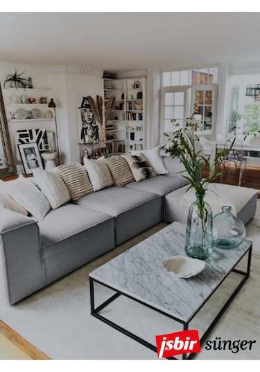 Mode Soft Köşe Koltuk Takımı 4 Modül 19 Gri Keten Kumaş Dairenize