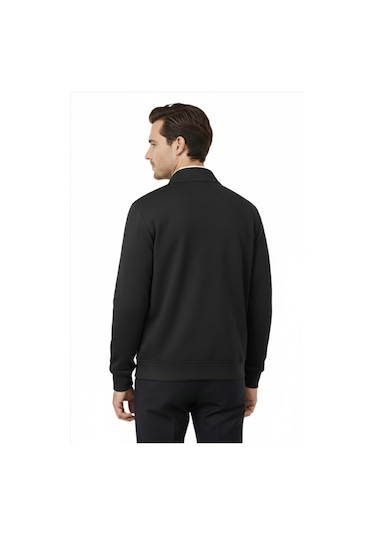 Erkek Spor Hakim Yaka Fermuarlı Hırka Regular Fit Bgl-st04947 Siyah
