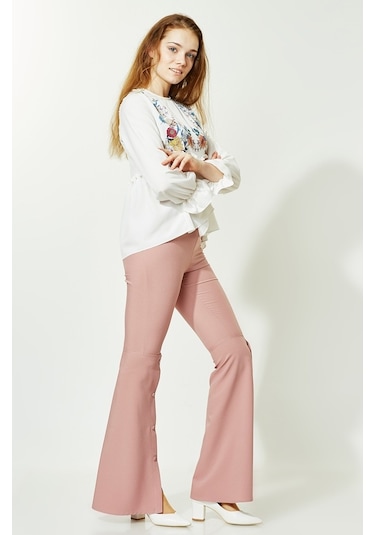 Soralline Kadın Pantalon 1692 Gül Kurusu Ispanyol Paça Gül Kurusu Gülkurusu