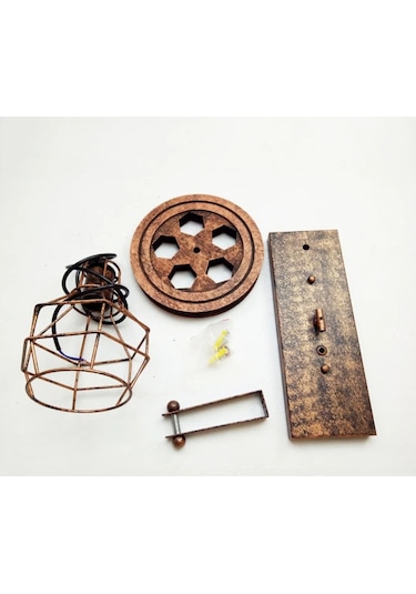 Loft Retro Kasnak Aplik Siyah