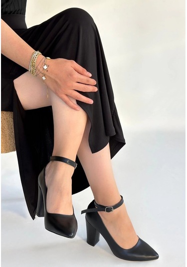 Biçomi Rity Siyah Cilt Topuklu Ayakkabı Çok Renkli