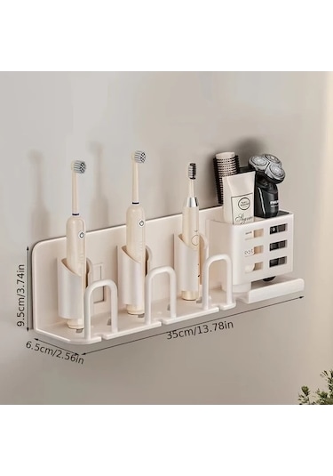 Fastbuy Challenger Duvara Elektrikli Diş Fırçası Tutucu Koyu Gri 2 Kart Yuvası Bardaksız Tasarım Koyu Gri Koyu Gri