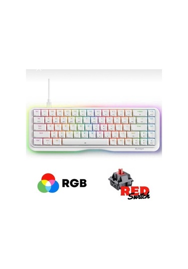 Miaxtreme K68se %65 Sade Tasarım Usb Beyaz Mekanik Red Switch Gaming Oyuncu Klavyesi Aparat li