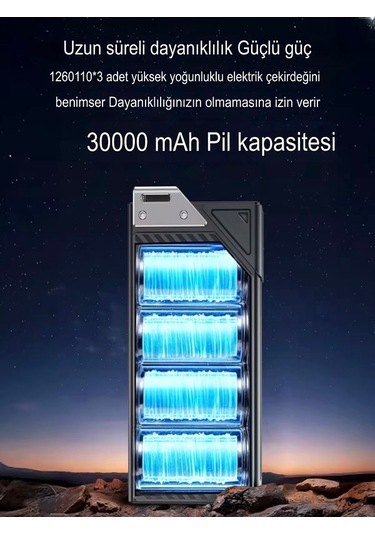 30000mah 65w Hızlı Şarjlı Dijital Göstergeli Taşınabilir 2usb 2ty
