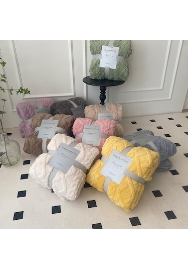 Yeşil Mercan Polar Basit Battaniye İskandinav Tarzı Çiçek Gazlı Bez Klima Yorgan Yumuşak Nefes Wrap Battaniye Yatak Örtüsü Ekose 100 150cm