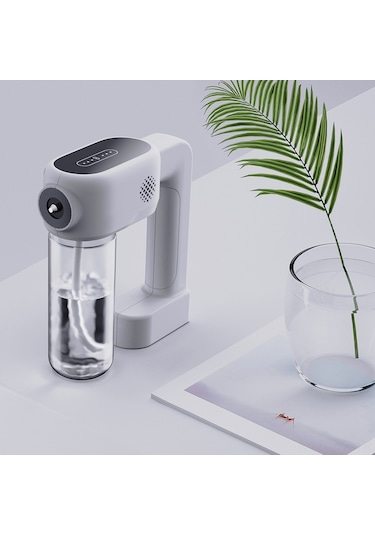 Wezone 350ml Şarjlı Elden Uçan Mavi Işıklı Nano Buharlayıcı, 3 Seviye Ayar, Düşük Sıcaklık Atomizasyon, 2.5m Uzaklık, Abs Malzeme Beyaz Gümüş