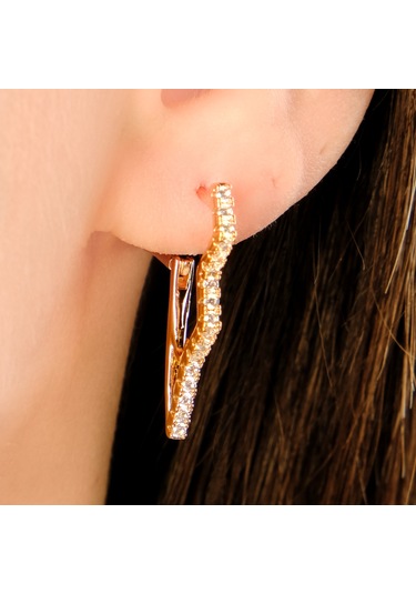 Lekka Design Zirkon Taşlı Zikzak Kararmaz Lüks Kadın Küpe Çok Renkli