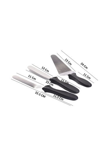 Mybru Paslanmaz Çelik Kaymaz Saplı 3'lü Spatula Seti Metalik Gri