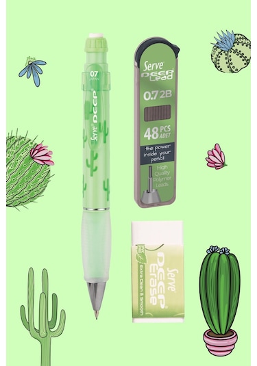 Serve Hediye Seti - Defter, Serve Deep Uclu Kalem, Silgi, Min Elma Yeşili