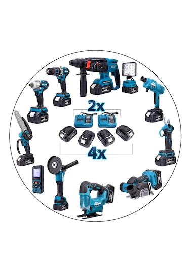 Branzeg BRZMS1136V 2X Şarjlı Cihazı 11'li Şarjlı Matkap Seti