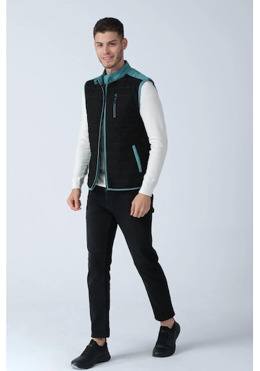 Alexandergardı Renk Detaylı Yelek E25-605yelek Yeşil