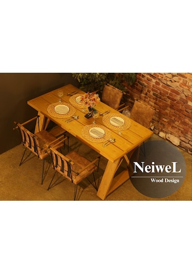 Neiwel Garden Mare Doğal Ahşap Bahçe Yemek Masası-80-140 Açık Ceviz