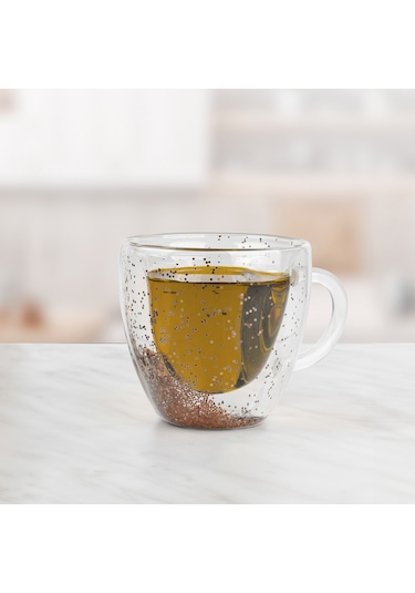 Glass In Love Çift Cidarlı Simli Kupa