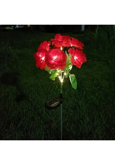 Hishopping 7 Başlı Renkli Led Güneş Gülü Bahçe Lambası, Veranda Ve Yol Aydınlatma Dekorasyon Işığıkırmızı Kırmızı