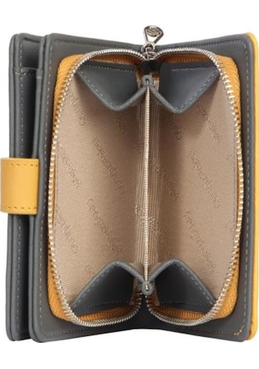 Cengiz Pakel Kadın Mini Boy Çıt Çıt Detaylı Cüzdan 65315 - Hardal/gri 65315-hardal-gri Çok Renkli