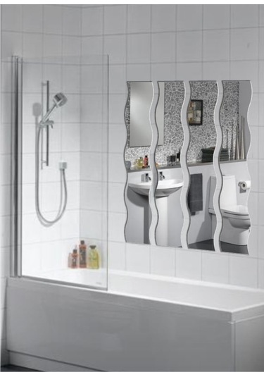 Uzun 4 Parça Dalgalı Boy Banyo Salon Tuvalet Duvar Aynası Şeffaf