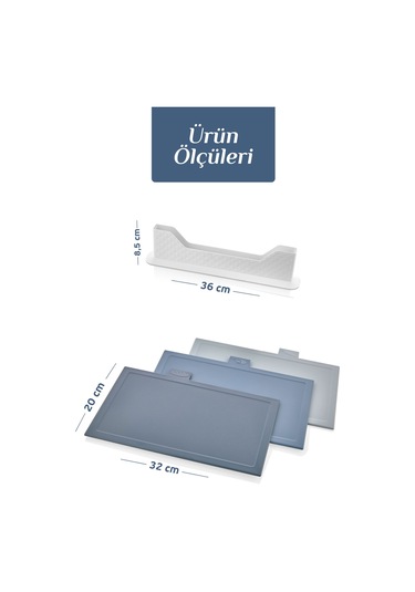4'lü Tezgah Üstü Yatay Standlı Kesme Tahtası - Çoklu Doğrama Tahtası Ekmek Sebze Et Kesim Panosu Mavi