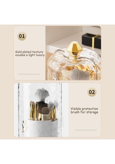 Şeffaf Kapaklı Makyaj Fırçası Saklama Kutusu Büyük Kapasiteli 360 Derece Dönen Makyaj Fırçası Şeffaf