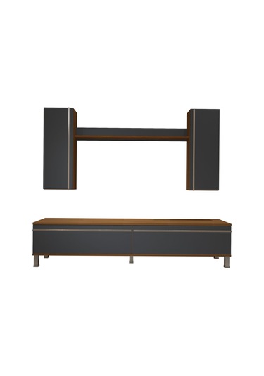 Decoraktiv Eko 7 Mdf Std Krom Ayaklı Tv Ünitesi Tv Sehpası Ceviz - Antrasit