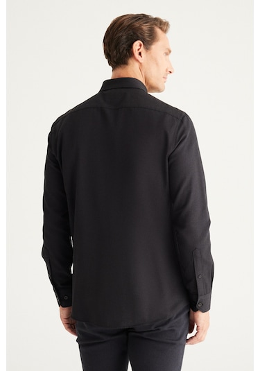 AC&Co / Altınyıldız Classics Erkek SIYAH Tailored Slim Fit Dar Kesim Düğmeli Yaka Oxford Gömlek - Siyah AC&Co / Altınyıldız Classics Erkek SIYAH Tailored Slim Fit Dar Kesim Düğmeli Yaka Oxford Gömlek - Siyah