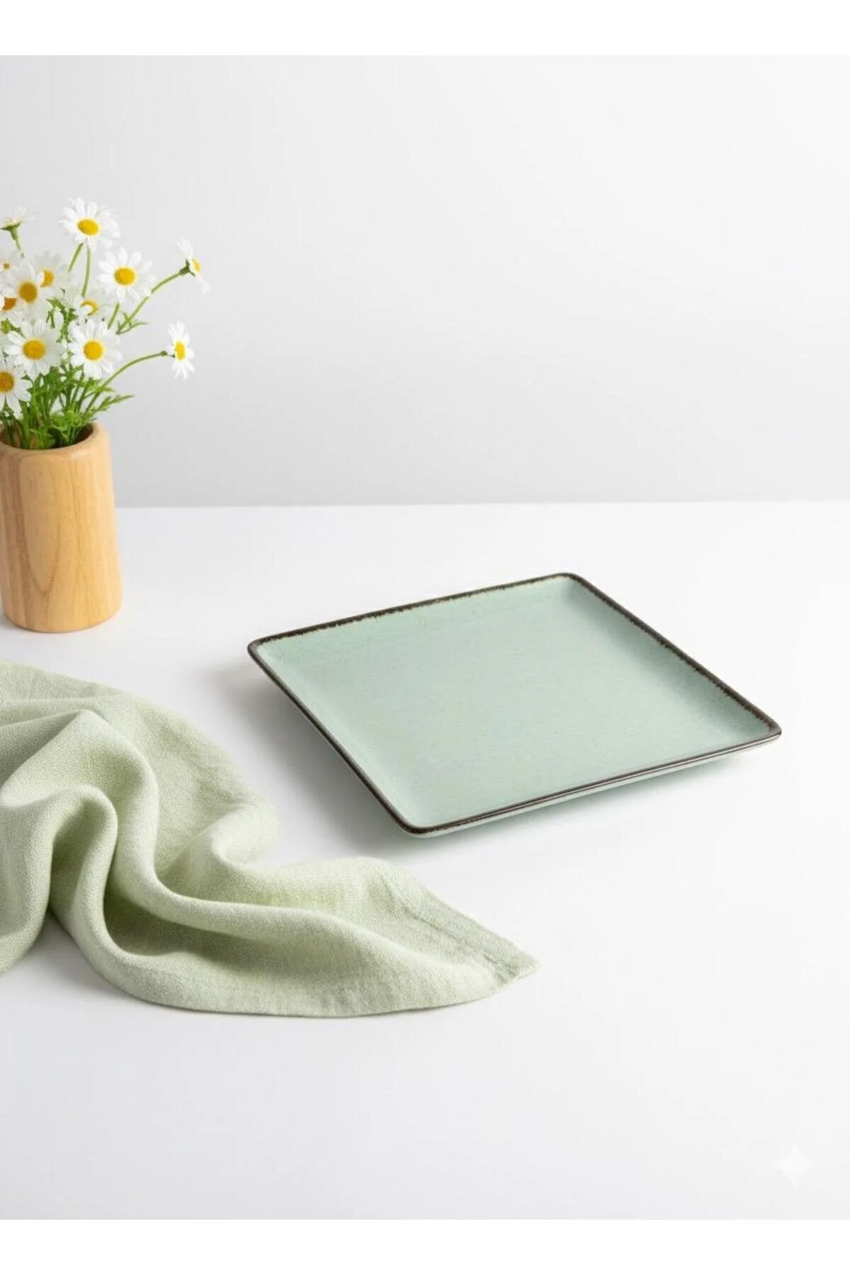 Moderna 25 Cm Kare Kayık Servis Sunum Kahvaltı Tabağı Yeşil