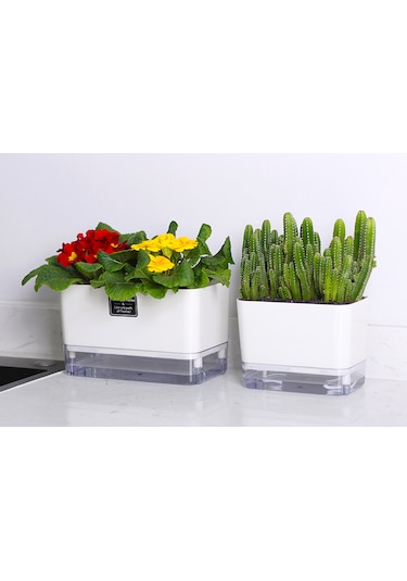 Otomatik Sulamalı Dikdörtgen Akıllı Saksı 25 X 12.5 X 14 Cm