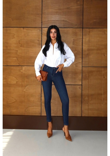 Lacarino 7278 Mira Kadın Jean Pantolon Dark Blue