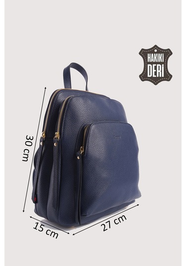 Hakiki Deri Kadın Sırt Çantası Lacivert Smr9209 Lacivert