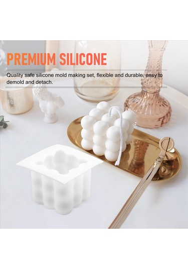 Gatherco Dökme Mum Kalıbı, Silikon Kabarcık Mum Mum Kalıbı Kendiniz Yapabileceğiniz Kare Mum Kalıpları Diğer