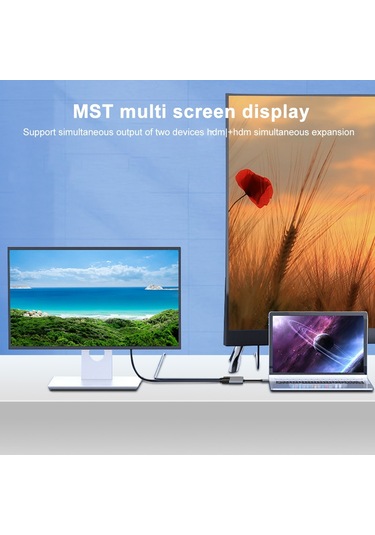 Sones 4'ü 1 Arada Çok İşlevli Usb-c / Type-c - Pd Usb-c / Type-c +usb 3.0 +çift Hdmı Hub Yerleştirme İstasyonu Gri