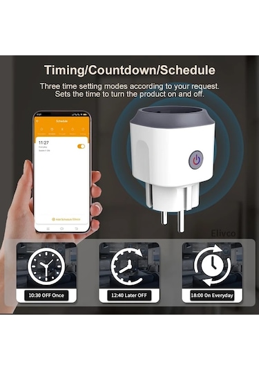 Motion003 Elivco Tuya Wifi Akıllı Priz Elc-sp01 16a Ab Fişi 110v220v Uygulama Kontrolü Wi-f