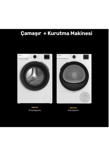Arçelik 8100 MX Çamaşır Makinesi - 800 KMX Kurutma Makinesi