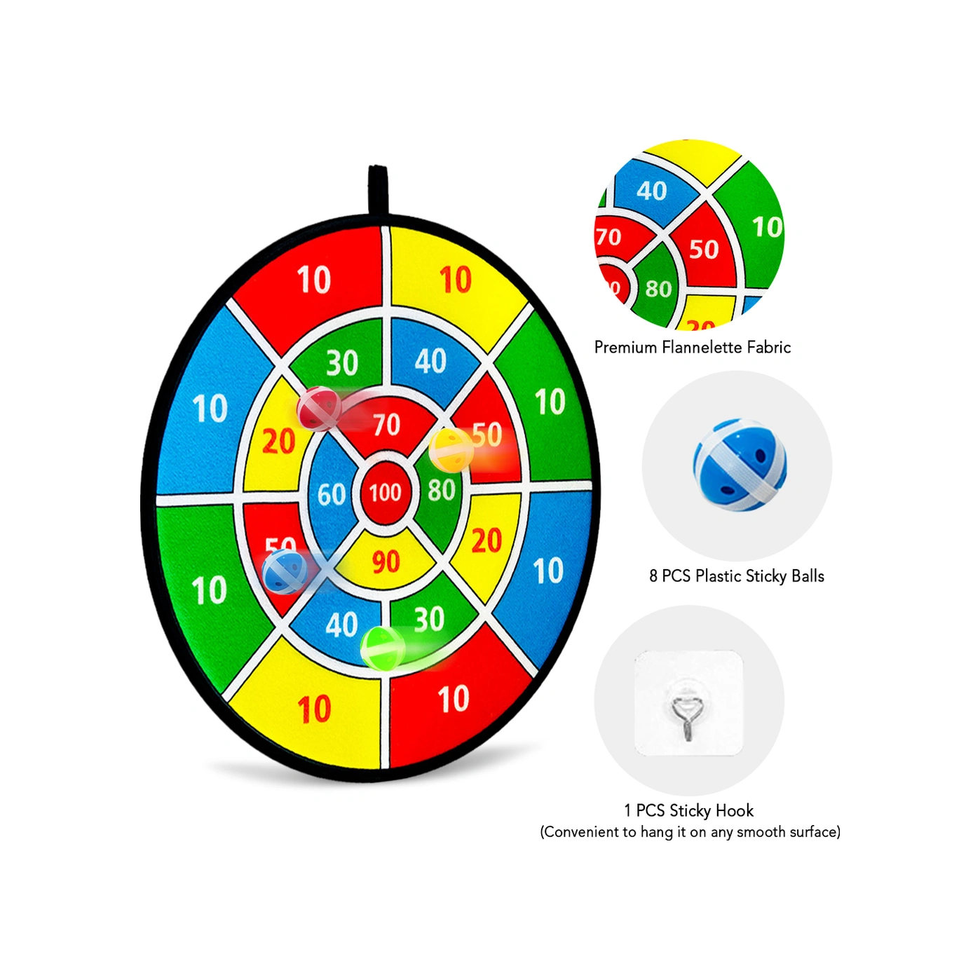 Yunboo Sayılı Flanel Dart Tahtası İle 8 Yapışkan Top, Ev Oyunları İçin Çocukların Göz-el Koordinasyonunu Geliştirir, Hafif Ve Kolay Asılabilir