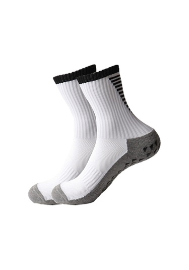 Suofeng Erkek Spor Çorapları: Anti Kayma, Dayanıklı, Kalın Pamuklu, Kısa/uzun Seçenekli Futbol Çorapları Beyaz