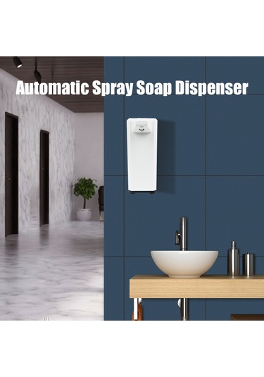 Leezsing 500ml Sprey Tipi Sabunluk Otomatik Sabunluk İki Seviyeli Ayarlama Ipx4 Su Geçirmez Kızılötesi Sensörlü Sabunluklar Pil İle Çalışır