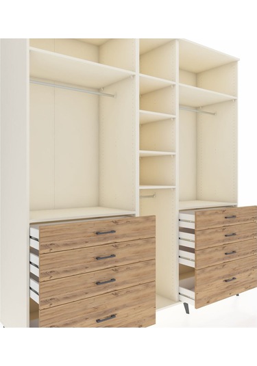 Kronos Dolap 8 Raflı 8 Çekmeceli 3 Askılı 220x59x243 Aytaşı-aytaşı/çam Aytası/atlas Çam