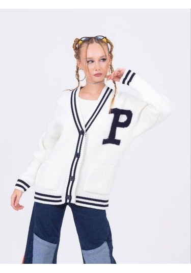 Kız Çocuk Triko Düğmeli Kolej Hırka-14363 Krem