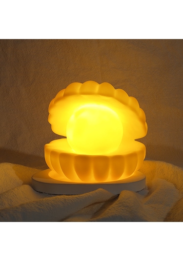 Kabuk İnci Lamba Atmosfer Gece Lambası-beyaz Beyaz