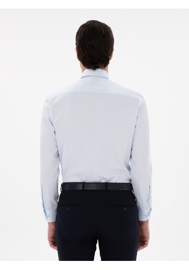 Cacharel Açık Mavi Slim Fit İtalyan Yaka Klasik Gömlek Denım