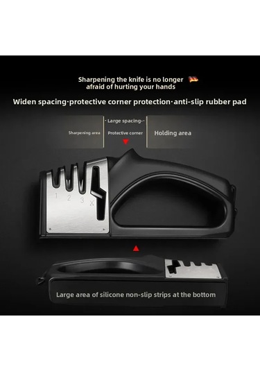 Suofeng Ev Ve Dışarıda Kullanım İçin El İle Çelik Bıçaklarını Hızlı Ve Keskin Hale Getiren Çok Fonksiyonlu Taşınabilir Tasarım Aparatı Siyah, Dörtlü Diğer
