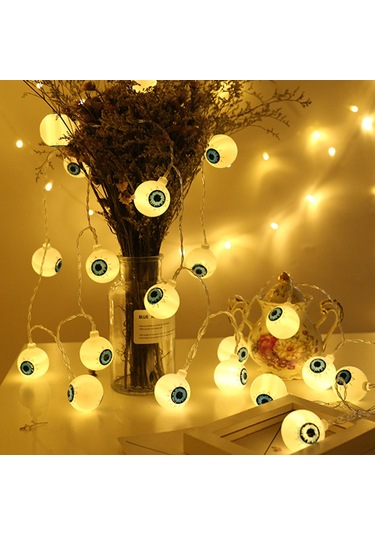 Suofeng Halloween İçin 2m 10 Led Göz Modeli Işık Zinciri, 2xaa Pil İle Çalışır, Çok Renkli Efekt, Dekorasyon Işığı