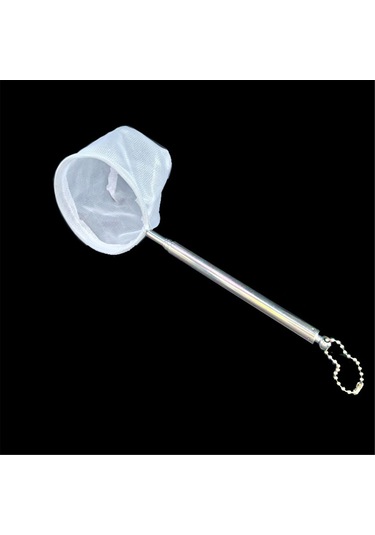 Xindoker Akvaryum Balık Ağı - Paslanmaz Çelik Uzatılabilir Küçük Yuvarlak Beyaz Balık Tutma Aparatı