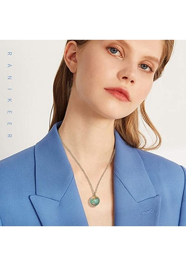 Çift Taraflı Dünya Kolye Harita Kolye Aksesuar Kadın Çok Renkli