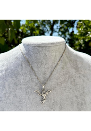 925 Ayar Gümüş Anka Kuşu Kolye Ucu - El Yapımı Yeniden Doğuş Ve Dönüşüm Sembolü Gümüş